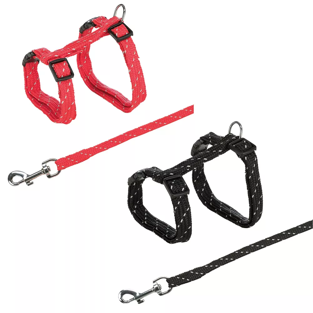 Katten Harnas met lijn – Met looplijn reflecterend Gemengde kleuren