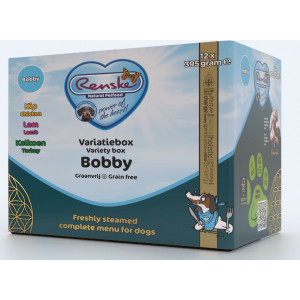 Renske Variatiebox Bobby Graanvrij vers gestoomd natvoer hond (kuip) 1 tray (12 x 395 g)